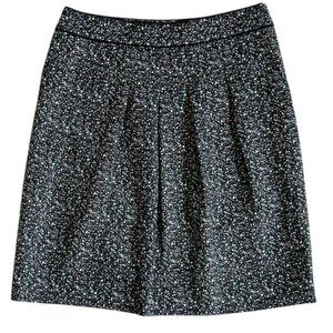 Ann Taylor Black, Green & White Career A-Line Silk Skirt with Pockets Size 4 EUC